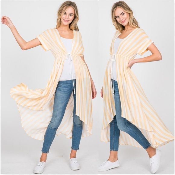 Yellow Striped Kimono Top - Picture 2 of 4